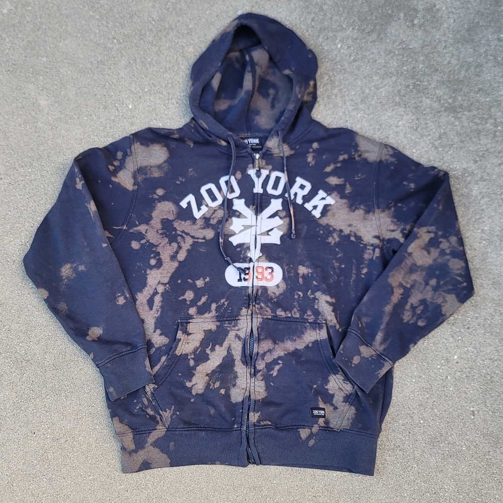 Vtg Zoo York Custom Bleach-dyed Hoodie